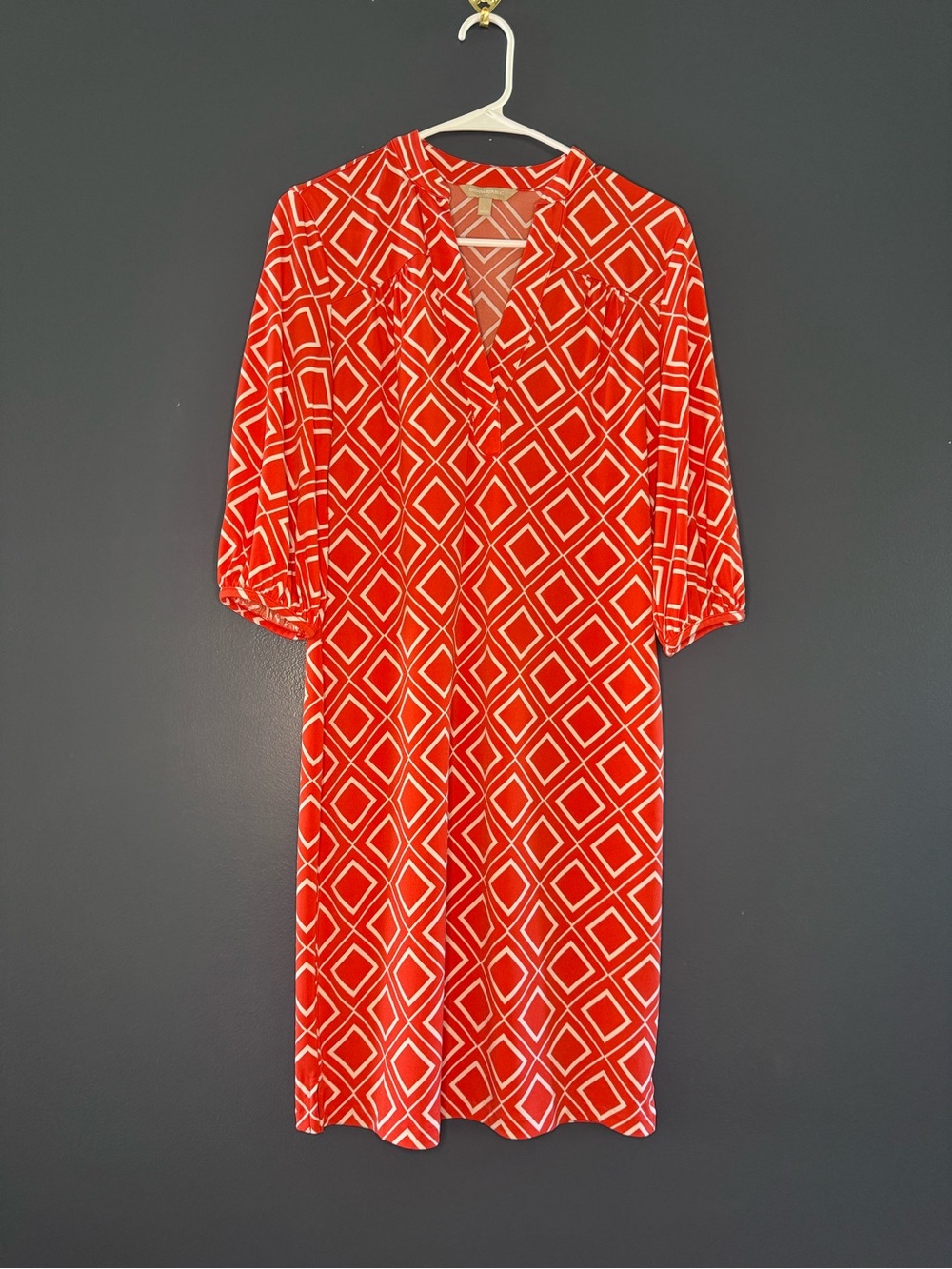 Banana Republic Red / Orange Geometric Midi Knee Length Dress Size Small Sm